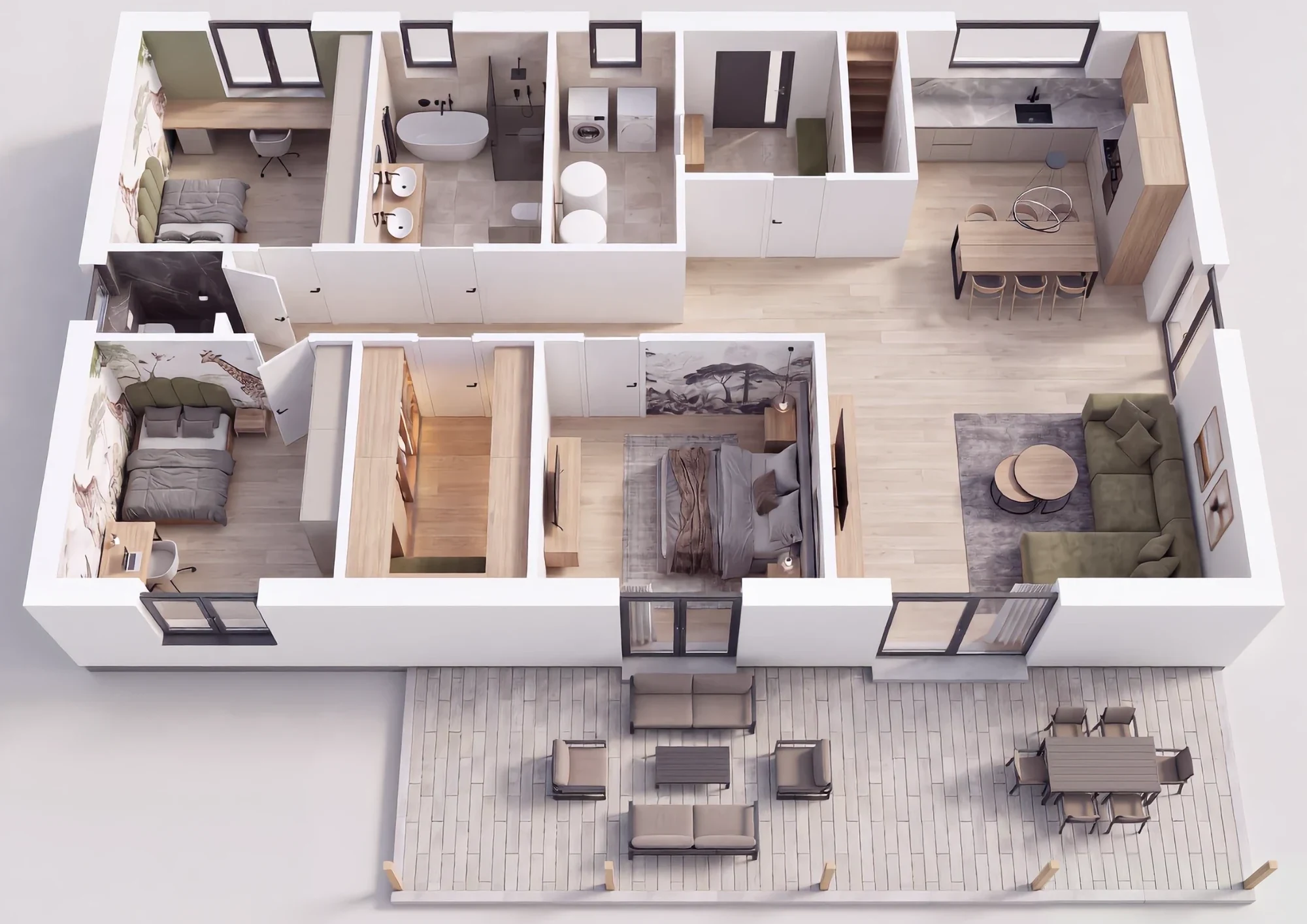 Půdorys – 3D půdorys – reálné zařízení je ilustrační